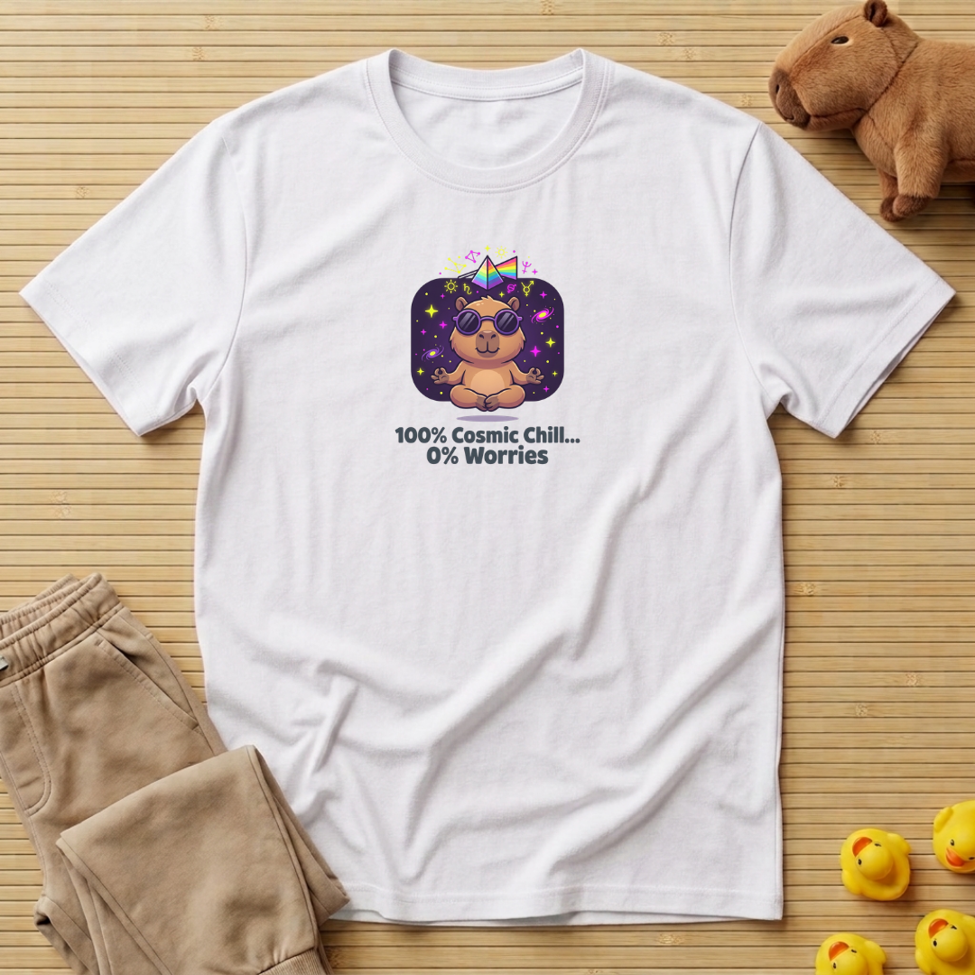 Capybara 100% Cosmic Chill 0% Worries T-shirt