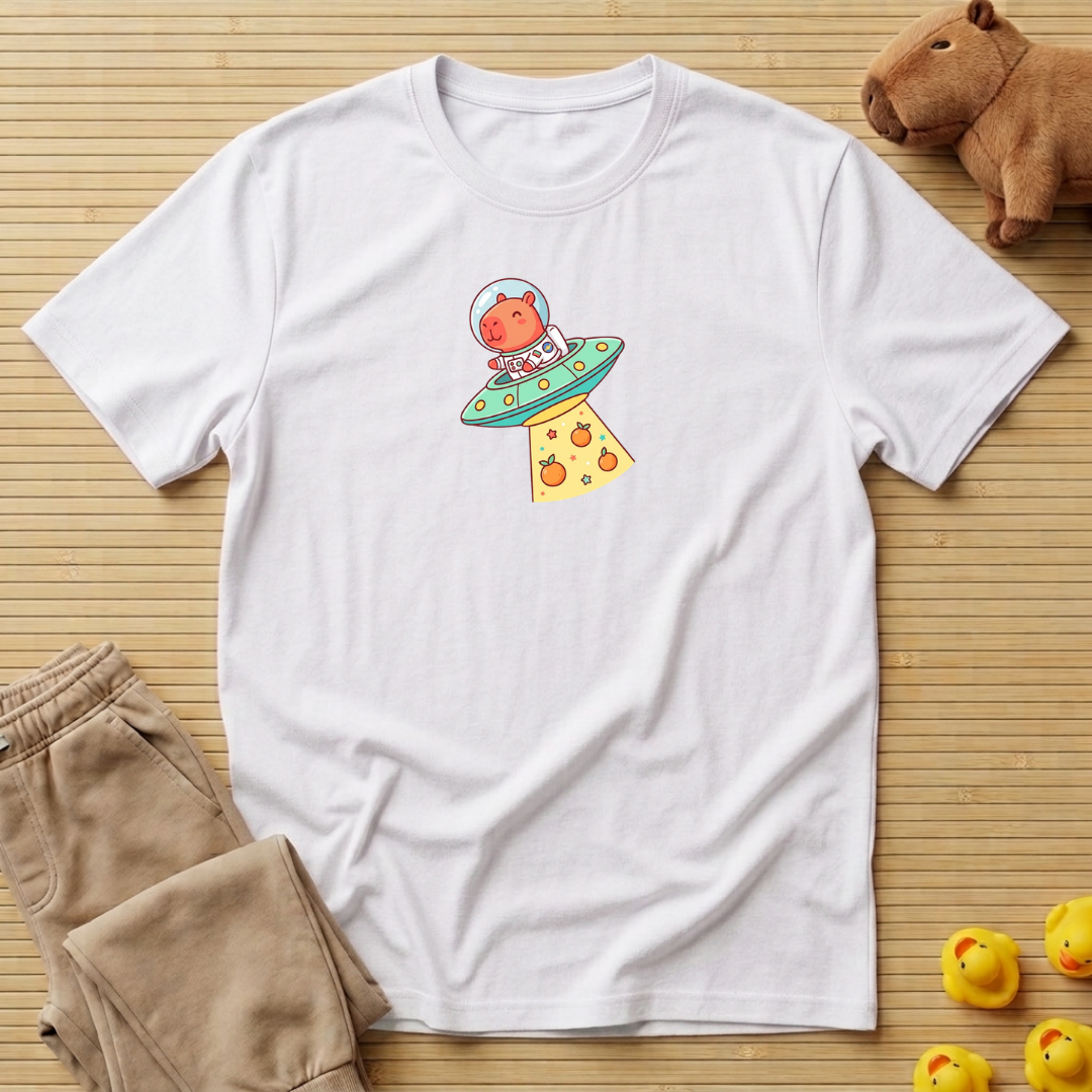 Capybara Space Orange T-shirt