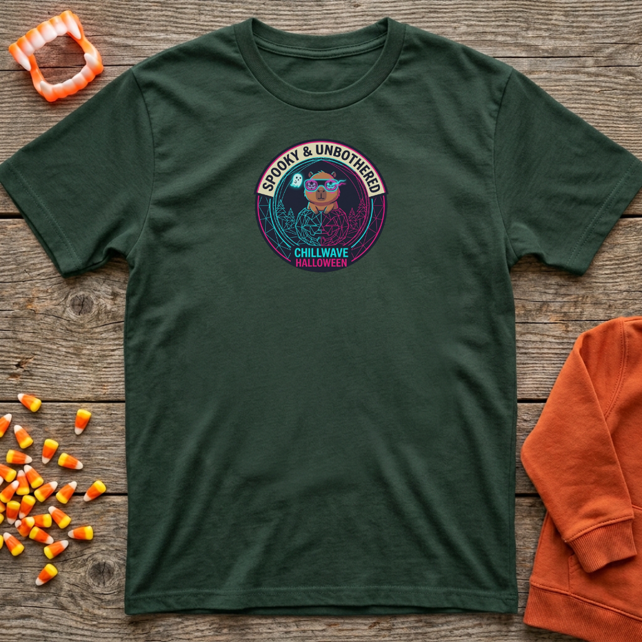 Spooky & Unbothered Chillwave Halloween Capy T-Shirt